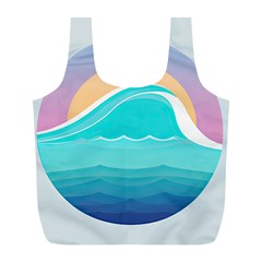 Tsunami Tidal Wave Minimalist Logo Ocean Sea Full Print Recycle Bag (L)