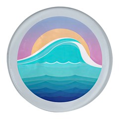 Tsunami Tidal Wave Minimalist Logo Ocean Sea Round Glass Fridge Magnet (4 pack)