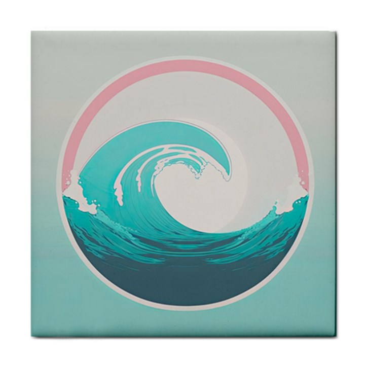 Waves Tidal Ocean Sea Tsunami Wave Minimalist Tile Coaster