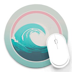 Waves Tidal Ocean Sea Tsunami Wave Minimalist Round Mousepad