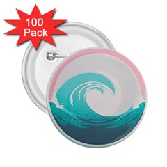 Waves Tidal Ocean Sea Tsunami Wave Minimalist 2 25  Buttons (100 Pack)  by Wav3s