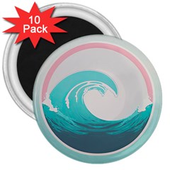 Waves Tidal Ocean Sea Tsunami Wave Minimalist 3  Magnets (10 pack) 