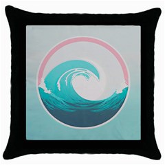 Waves Tidal Ocean Sea Tsunami Wave Minimalist Throw Pillow Case (Black)