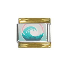 Waves Tidal Ocean Sea Tsunami Wave Minimalist Gold Trim Italian Charm (9mm)