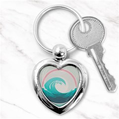 Waves Tidal Ocean Sea Tsunami Wave Minimalist Key Chain (heart) by Wav3s