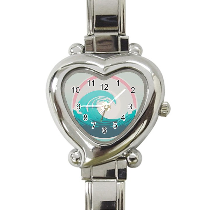 Waves Tidal Ocean Sea Tsunami Wave Minimalist Heart Italian Charm Watch