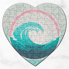 Waves Tidal Ocean Sea Tsunami Wave Minimalist Jigsaw Puzzle (Heart)