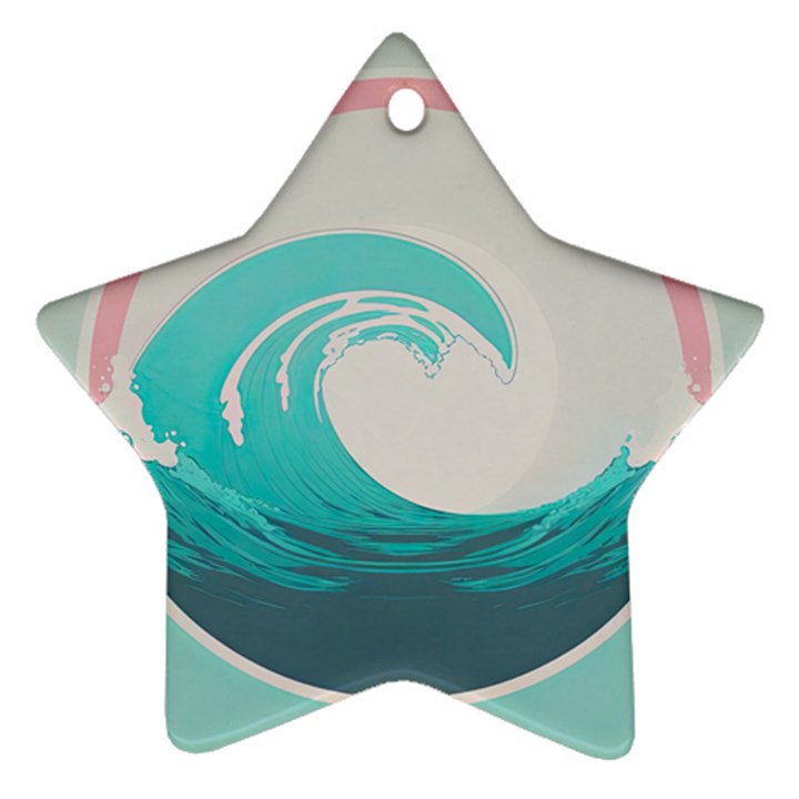 Waves Tidal Ocean Sea Tsunami Wave Minimalist Star Ornament (Two Sides)