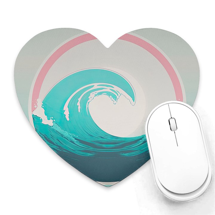 Waves Tidal Ocean Sea Tsunami Wave Minimalist Heart Mousepad