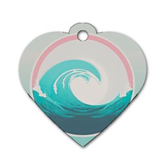 Waves Tidal Ocean Sea Tsunami Wave Minimalist Dog Tag Heart (two Sides) by Wav3s