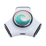 Waves Tidal Ocean Sea Tsunami Wave Minimalist 3-Port USB Hub Front