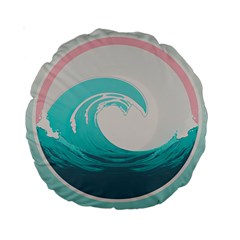 Waves Tidal Ocean Sea Tsunami Wave Minimalist Standard 15  Premium Round Cushions