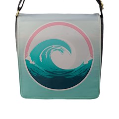 Waves Tidal Ocean Sea Tsunami Wave Minimalist Flap Closure Messenger Bag (L)