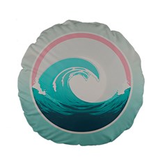 Waves Tidal Ocean Sea Tsunami Wave Minimalist Standard 15  Premium Flano Round Cushions