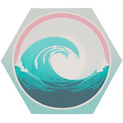 Waves Tidal Ocean Sea Tsunami Wave Minimalist Wooden Puzzle Hexagon