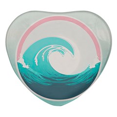 Waves Tidal Ocean Sea Tsunami Wave Minimalist Heart Glass Fridge Magnet (4 pack)