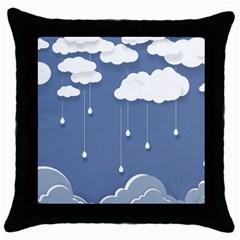 Blue Clouds Rain Raindrops Weather Sky Raining Throw Pillow Case (black) by Wav3s