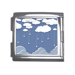 Blue Clouds Rain Raindrops Weather Sky Raining Mega Link Italian Charm (18mm) by Wav3s