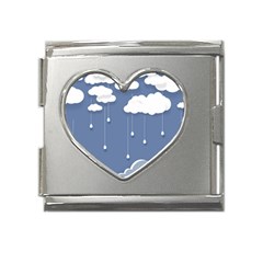 Blue Clouds Rain Raindrops Weather Sky Raining Mega Link Heart Italian Charm (18mm) by Wav3s