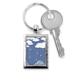 Blue Clouds Rain Raindrops Weather Sky Raining Key Chain (rectangle) by Wav3s