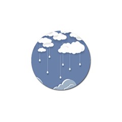 Blue Clouds Rain Raindrops Weather Sky Raining Golf Ball Marker by Wav3s