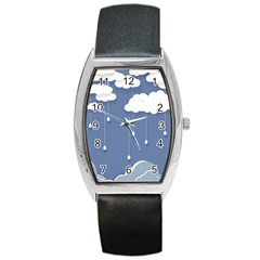 Blue Clouds Rain Raindrops Weather Sky Raining Barrel Style Metal Watch by Wav3s