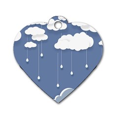 Blue Clouds Rain Raindrops Weather Sky Raining Dog Tag Heart (one Side) by Wav3s