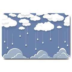 Blue Clouds Rain Raindrops Weather Sky Raining Large Doormat by Wav3s