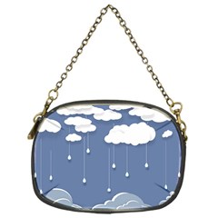 Blue Clouds Rain Raindrops Weather Sky Raining Chain Purse (one Side) by Wav3s