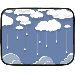 Blue Clouds Rain Raindrops Weather Sky Raining Fleece Blanket (mini) by Wav3s