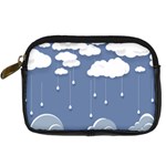 Blue Clouds Rain Raindrops Weather Sky Raining Digital Camera Leather Case Front