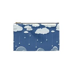 Blue Clouds Rain Raindrops Weather Sky Raining Cosmetic Bag (small) by Wav3s