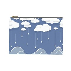 Blue Clouds Rain Raindrops Weather Sky Raining Cosmetic Bag (large) by Wav3s