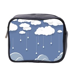 Blue Clouds Rain Raindrops Weather Sky Raining Mini Toiletries Bag (two Sides) by Wav3s