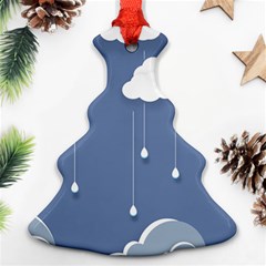 Blue Clouds Rain Raindrops Weather Sky Raining Christmas Tree Ornament (two Sides) by Wav3s