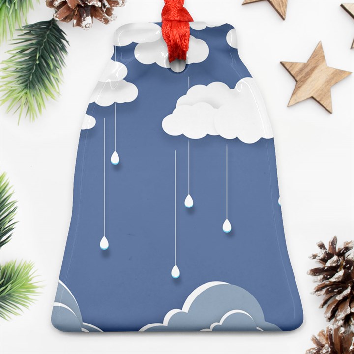 Blue Clouds Rain Raindrops Weather Sky Raining Bell Ornament (Two Sides)