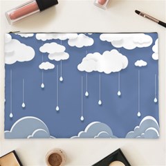 Blue Clouds Rain Raindrops Weather Sky Raining Cosmetic Bag (xxl) by Wav3s