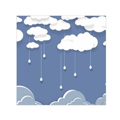 Blue Clouds Rain Raindrops Weather Sky Raining Square Satin Scarf (30  X 30 ) by Wav3s