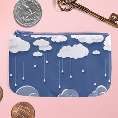 Blue Clouds Rain Raindrops Weather Sky Raining Large Coin Purse by Wav3s