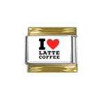 I love latte coffee Gold Trim Italian Charm (9mm) Front