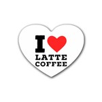 I love latte coffee Rubber Heart Coaster (4 pack) Front