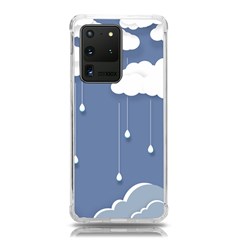 Blue Clouds Rain Raindrops Weather Sky Raining Samsung Galaxy S20 Ultra 6 9 Inch Tpu Uv Case by Wav3s