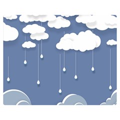 Blue Clouds Rain Raindrops Weather Sky Raining Premium Plush Fleece Blanket (medium) by Wav3s