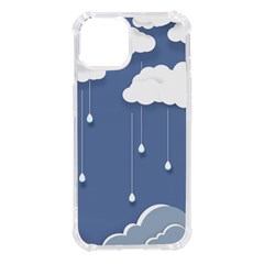 Blue Clouds Rain Raindrops Weather Sky Raining Iphone 14 Tpu Uv Print Case by Wav3s