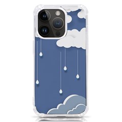 Blue Clouds Rain Raindrops Weather Sky Raining Iphone 14 Pro Tpu Uv Print Case by Wav3s