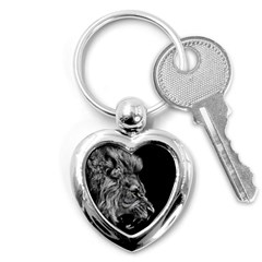 Angry Male Lion Roar Key Chain (heart) by Wav3s