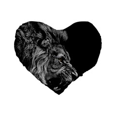 Angry Male Lion Roar Standard 16  Premium Heart Shape Cushions by Wav3s