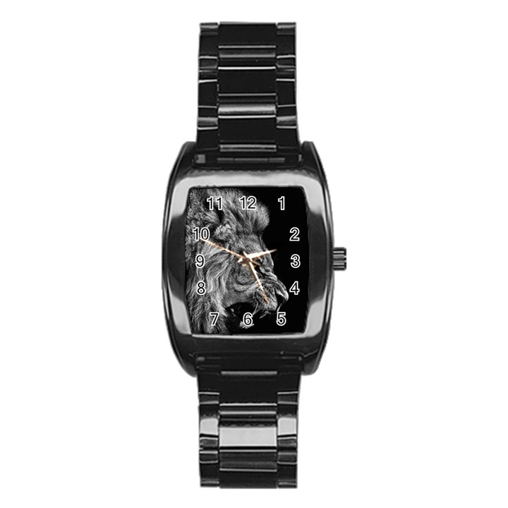 Angry Male Lion Roar Stainless Steel Barrel Watch