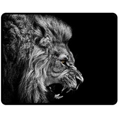 Angry Male Lion Roar Two Sides Fleece Blanket (medium) by Wav3s