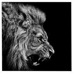 Angry Male Lion Roar Wooden Puzzle Square by Wav3s